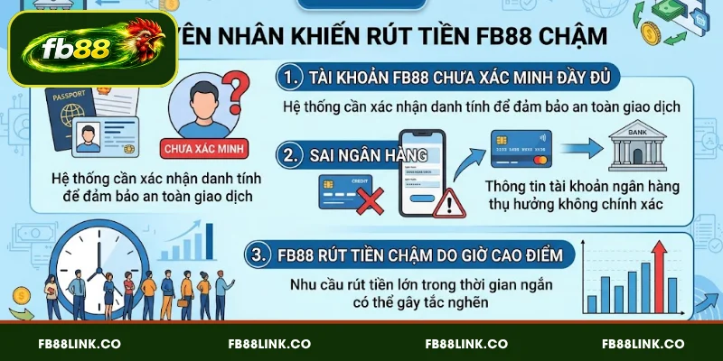 Nguyên nhân khiến FB88 rút tiền chậm