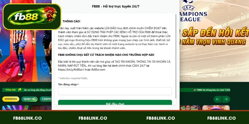 Hỗ trợ FB88 qua chat trực tuyến tức thì