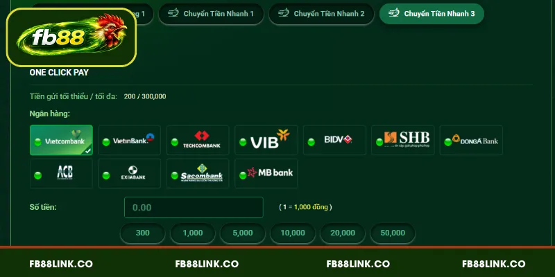 Nạp tiền FB88 bằng One Click Pay